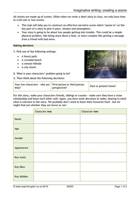 Creating a story resource | setting | character | KS3 | creative writing | imaginative writing