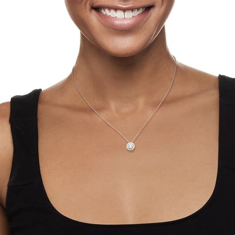 Ct T W Lab Grown Diamond Halo Pendant Necklace In Kt White