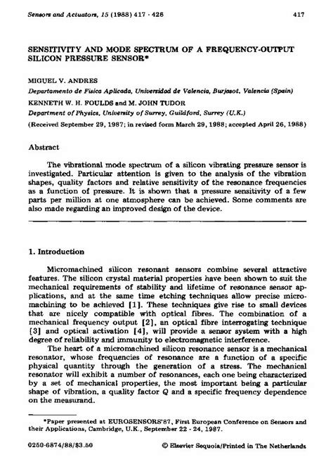 Pdf Sensitivity And Mode Spectrum Of A Frequency Output Silicon