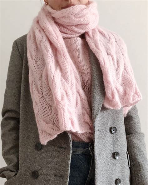 Pink Knitted Scarf Mohair Long Scarf Women Winter Scarf Wool Etsy