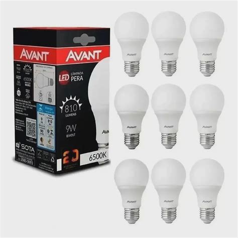 Kit 10 Lampada Pera Led Bulbo 9w E27 Branco Frio 6500k Submarino