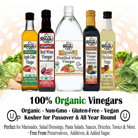 De La Rosa Organic Distilled White Vinegar 32oz Raw And Unfiltered