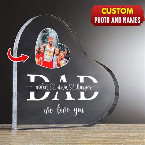 Personalized Photo Heart Crystal Fathers Day T