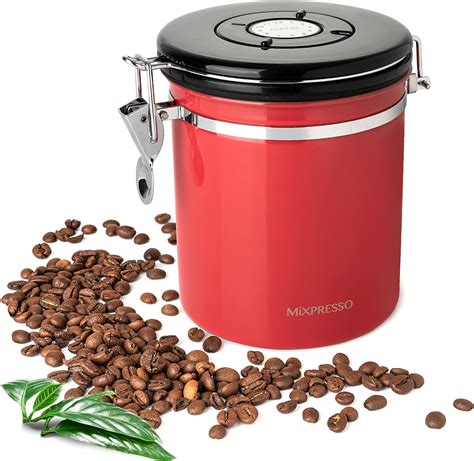 Mixpresso 16 Oz Coffee Canister Red Stainless Steel