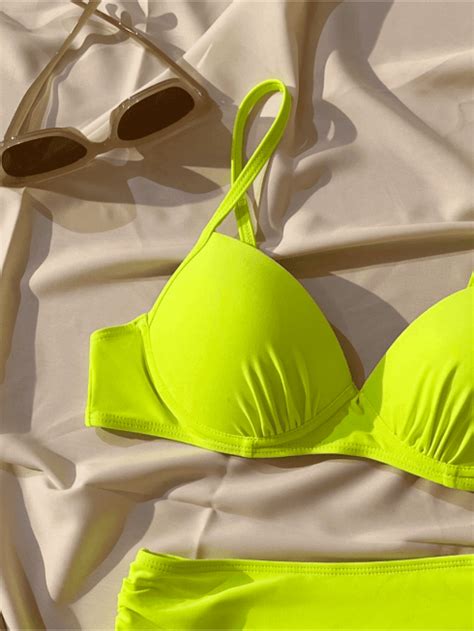 Bañador bikini de talle alto push up con fruncido