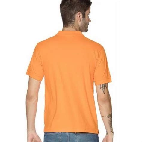 Combed Ring Spun Cotton Half Sleeves Ruffty Polo Solid Orange T Shirt