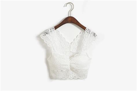 Spring Sexy Lace Crop Top Pad Hollow Out Lace Soft Vest Bra For Women