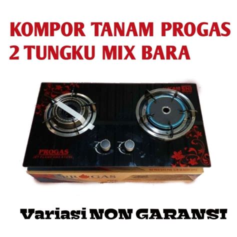 Jual Kompor Tanam Progas 2 Tungku Infra Red Mix Bara Kaca Temperedglass