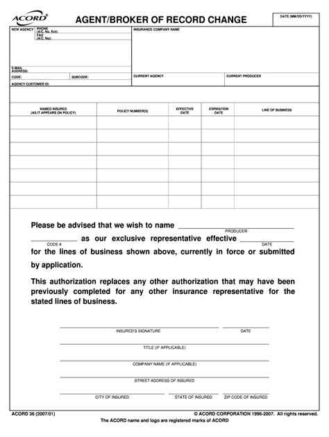 Agent Of Record Form Fillable Fill And Sign Printable Template Online