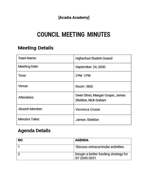 Free Resident Council Meeting Forms