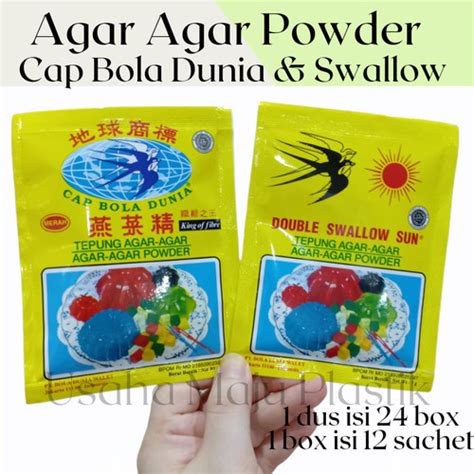 Jual Agar Agar Powder Tepung Agar Agar Cap Bola Dunia Double Swallow