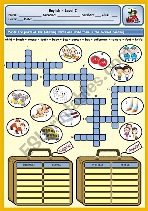 Regular And Irregular Plurals Esl Worksheet By Xani Worksheets Library