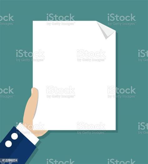 Cartoon Businessman Hand Holding Empty Blank Paper Stock Illustration