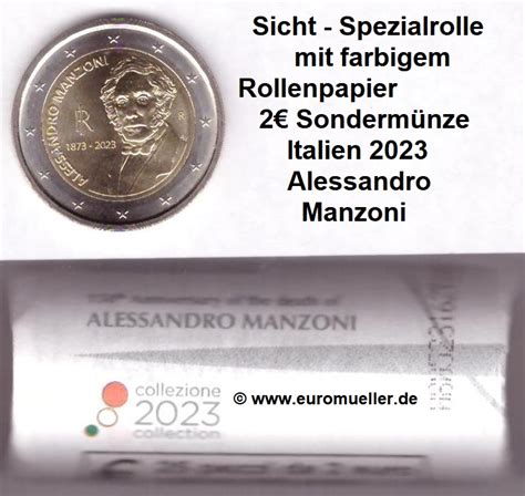 euromueller de Rolle 2 Euro Sondermünzen Italien 2023 Manzoni