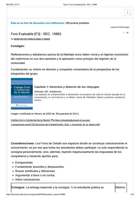 Tema Foro Evaluable F3 SEC 15883 Este es un foro de discusión