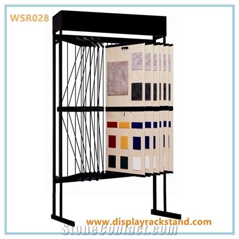 Travertine Black Display Stands Wing Slab Sliding Metal Display Racks