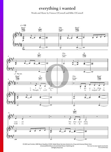 everything i wanted (Billie Eilish) Piano Sheet Music - OKTAV