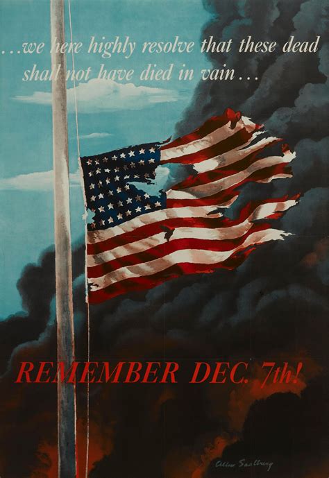 Remember December 7th Vintage Wwii Poster By Allen Saalburg 1942 At