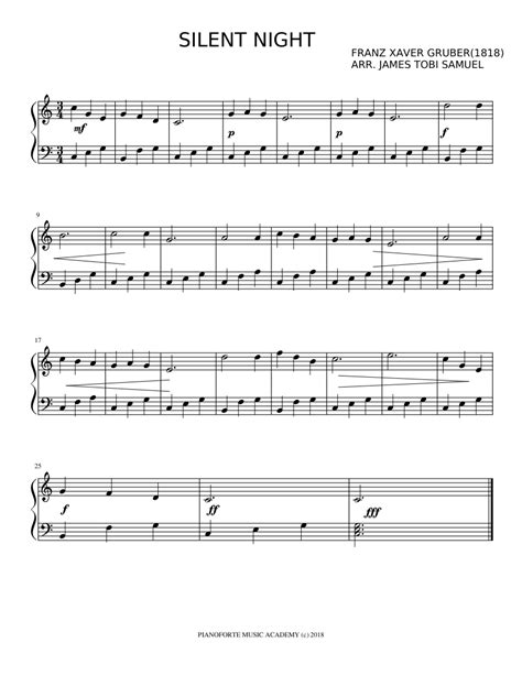 Silent Night Piano Sheet Music Free Printable