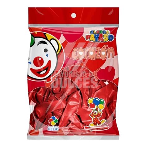 Globos Payaso CORAZÓN ROJO 80 50pzs Dulcerías H S Comercial