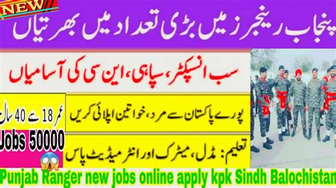 Punjab Rangers Jobs 0nline Apply Punjab Rangers New Jobs Kpk Sindh