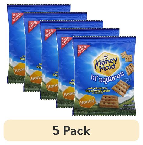 5 Pack Honey Maid Lil Squares Honey Graham Crackers 1 06 Oz Snack