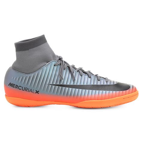 Chuteira Futsal Nike Mercurial X Victory 6 Cr7 Df Ic Masculina Cinza E Laranja