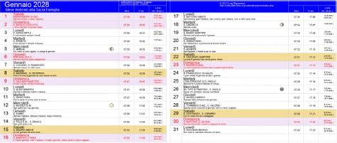 Calendario Gennaio 2028 Da Stampare Capodanno Epifania Ramadan Eclisse Di Sole Eclisse Di