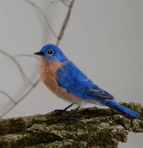 Needle Felted Bluebird Realistic Life Sized Eastern Bluebird Made To