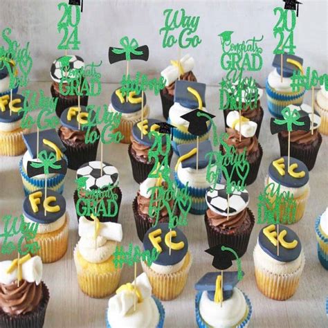Graduation Cupcake Toppers 2024 Purpleglitter Class Of 2024 Cupcake