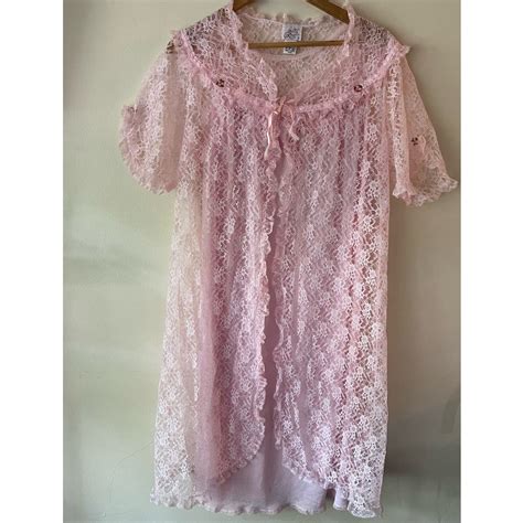 Vintage Pink Nightgown And Sheer Robe Bed Jacket 50 Gem