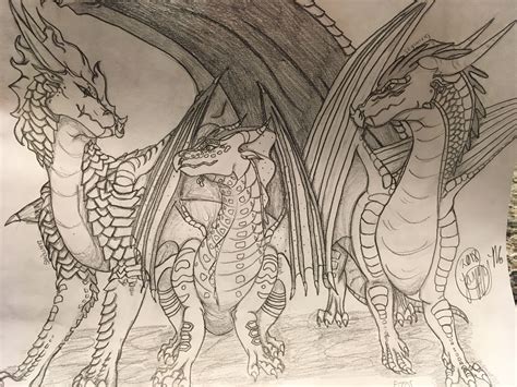 Wings Of Fire Drawing With A Hybrid Nightwingseawing A Skywing And