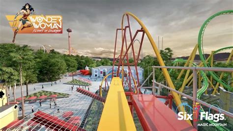 WONDER WOMAN Flight Of Courage On Ride POV Animation Six Flags Magic