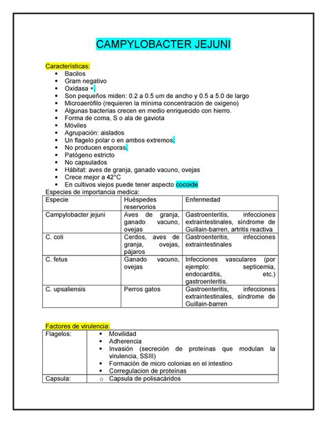 Campylobacter y Helicobacter CAMPYLOBACTER JEJUNI Características