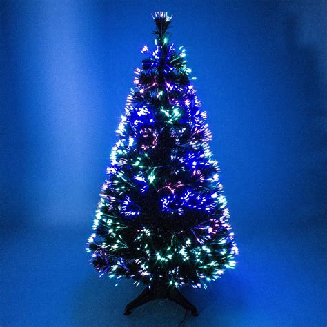 Sapin De No L Artificiel Vert En Fibre Optique Avec Led Cm Plain