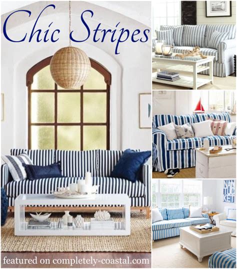 Striped Sofa Ideas For A Coastal Nautical Beach Style Living Room Design