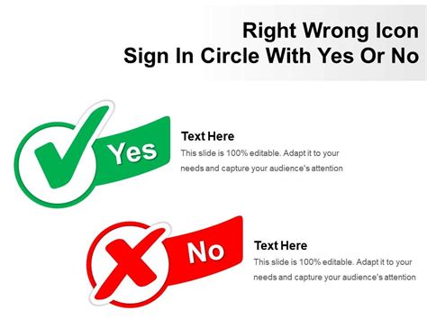 Right Wrong Icon Sign In Circle With Yes Or No PowerPoint Slide