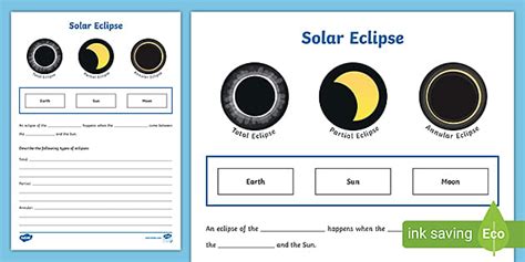 Solar Eclipse Worksheet | Twinkl Resources (teacher made)