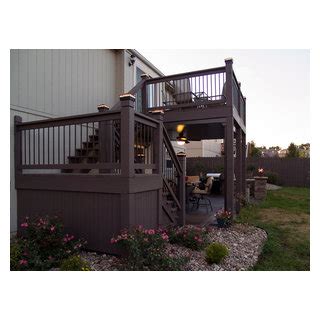 Brinkman Cedar Deck In Kc With Stamped Concrete Patio And Fire Pit