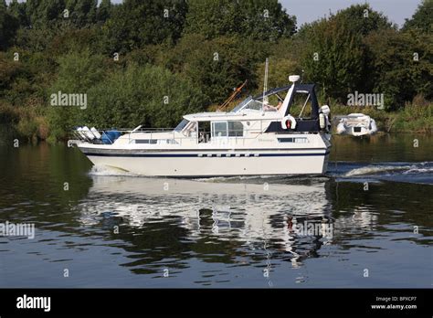 A Cabin Cruiser On The River Trent At Gunthorpe Nottinghamshire