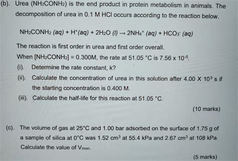 Solved Urea Nh Conh Is The End Product In Protein Chegg