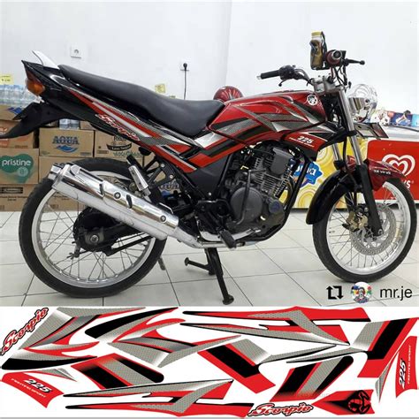 Jual Stiker Striping Scorpio Kotak Merah Hitam 2004 Produk Printing