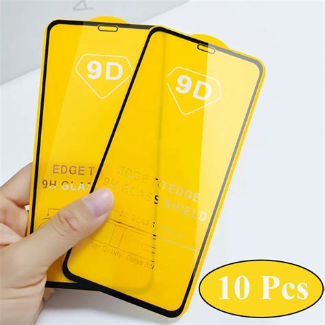 10pcs 9D Full Glue Tempered Glass Screen Protector Guard Film For