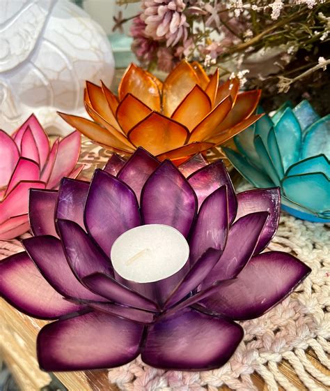 Lotus Flower Tea Light Holder Indigo Star Creations Boho Inspired