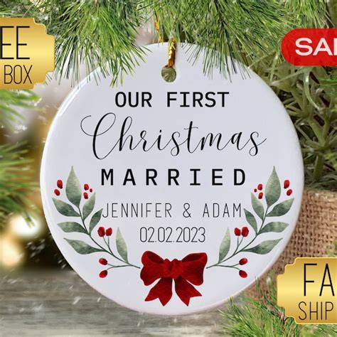 Personalized Married First Christmas Etsy