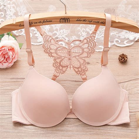 Kscykkkd Bras For Women Female Womens Bra Front Button Y Shaped Back Super Gathering Butterfly