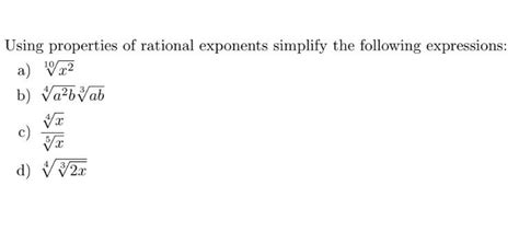 Solved Using Properties Of Rational Exponents Simplify The