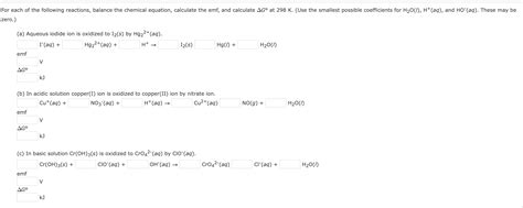 Solved Ro A Aqueous Iodide Ion Is Oxidized To I S By Chegg