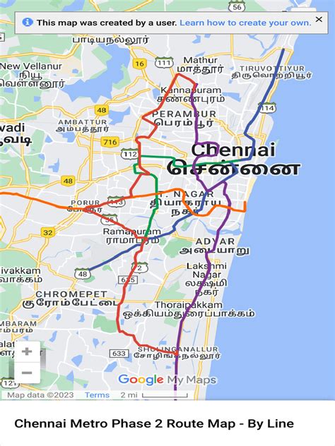 Chennai Metro Phase 2 Route Map - By Line - Googl… | PDF