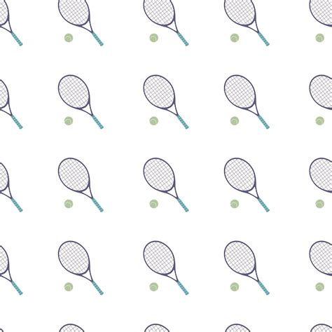 Premium Vector Hand Drawn Seamless Pattern Tennis Rackets And Balls